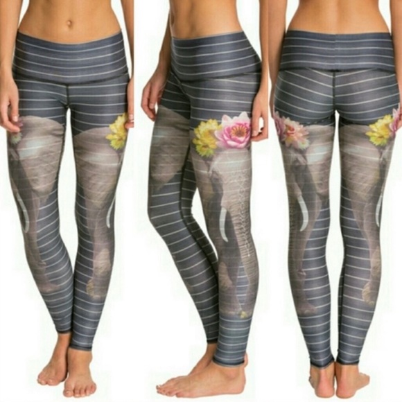 Teeki Hot Pants Leggings Love the Elephant Pattern Size Medium - Picture 6 of 16